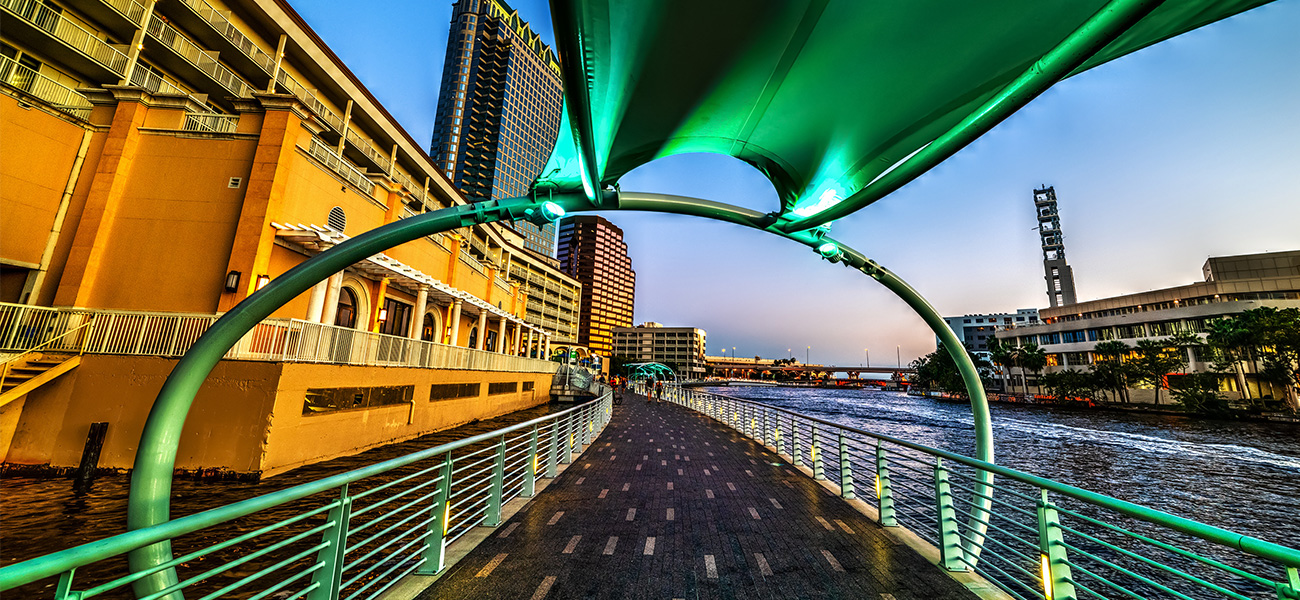 The Tampa Riverwalk.