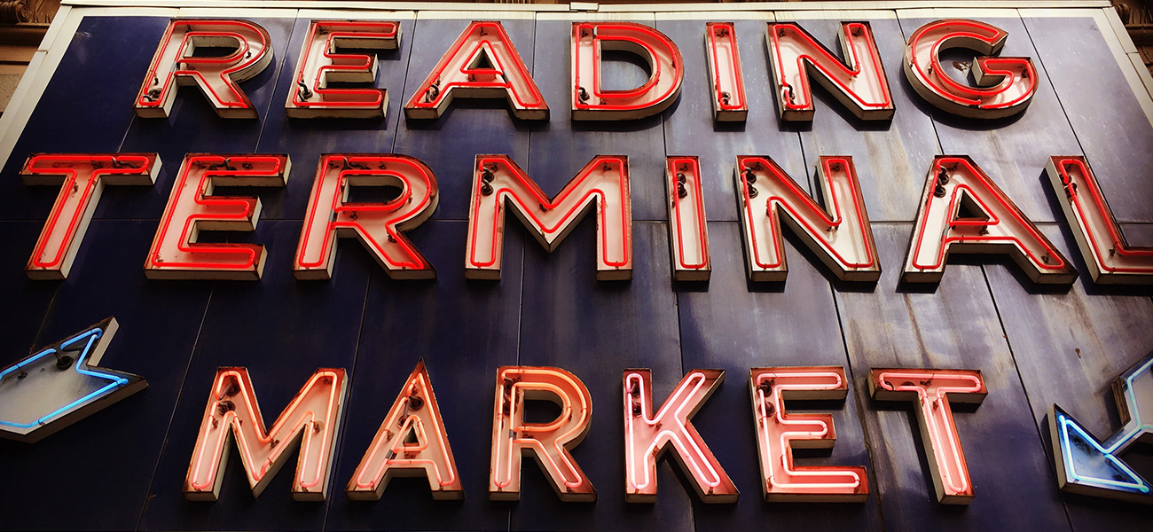 Reading Terminal Market neon sign.