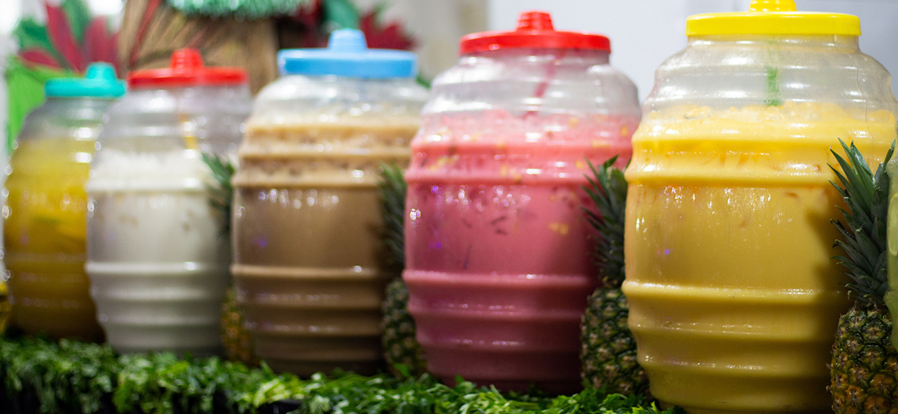 Aguas frescas at a mercado.