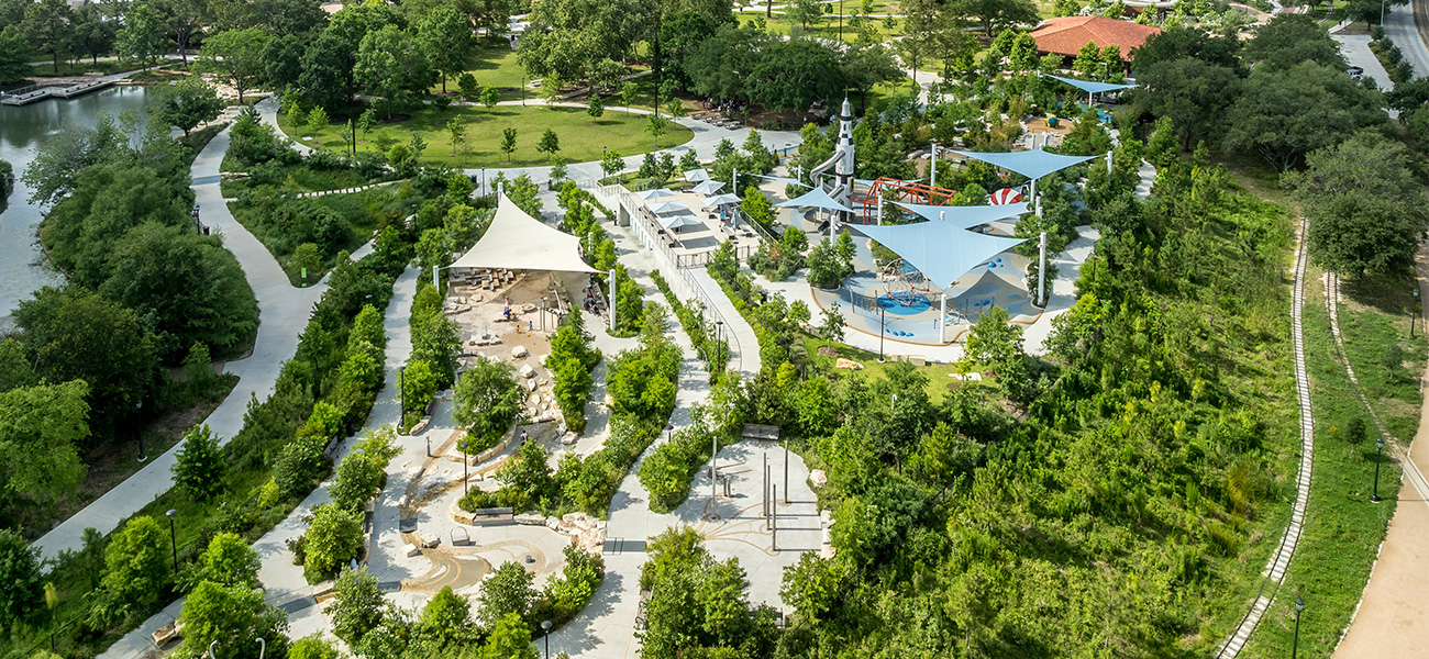 Aerial view of Hermann Park.