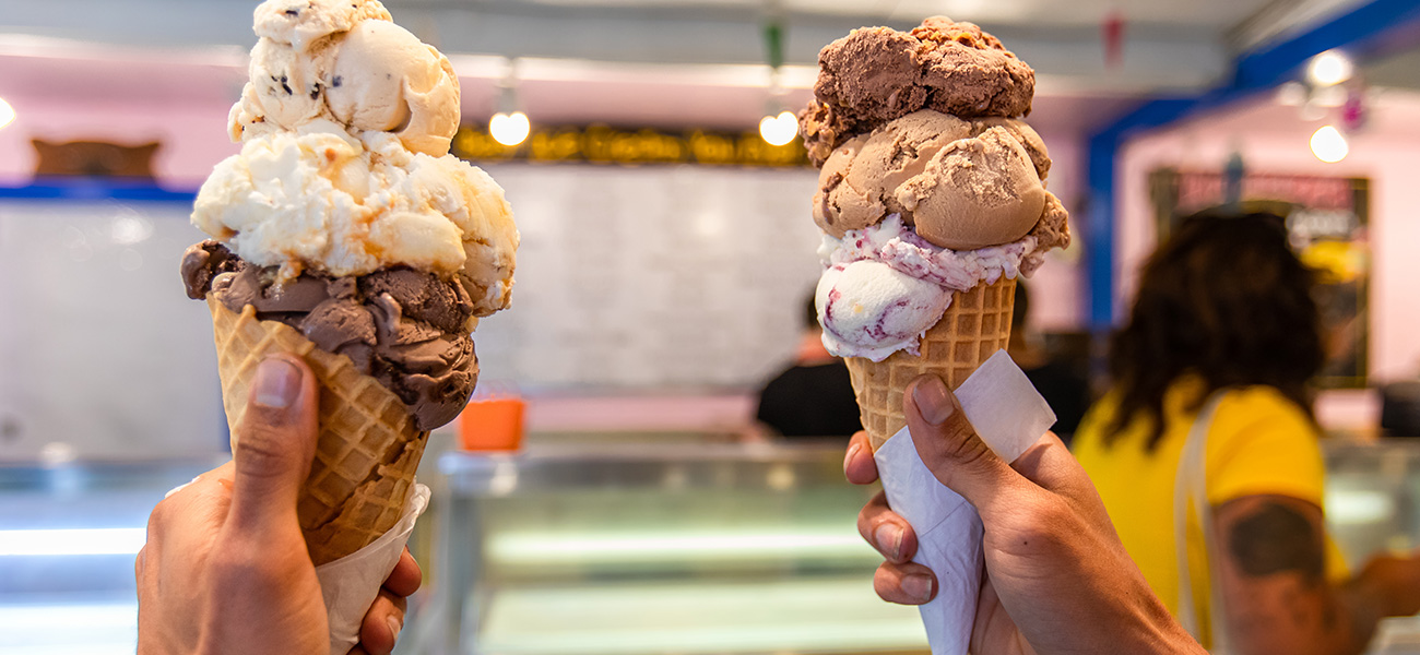Fresh scooped ice cream