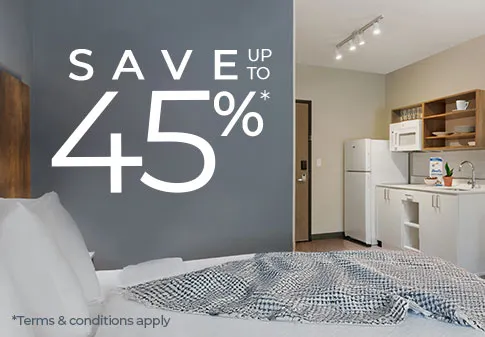 ESA room with Save up to 45% text
