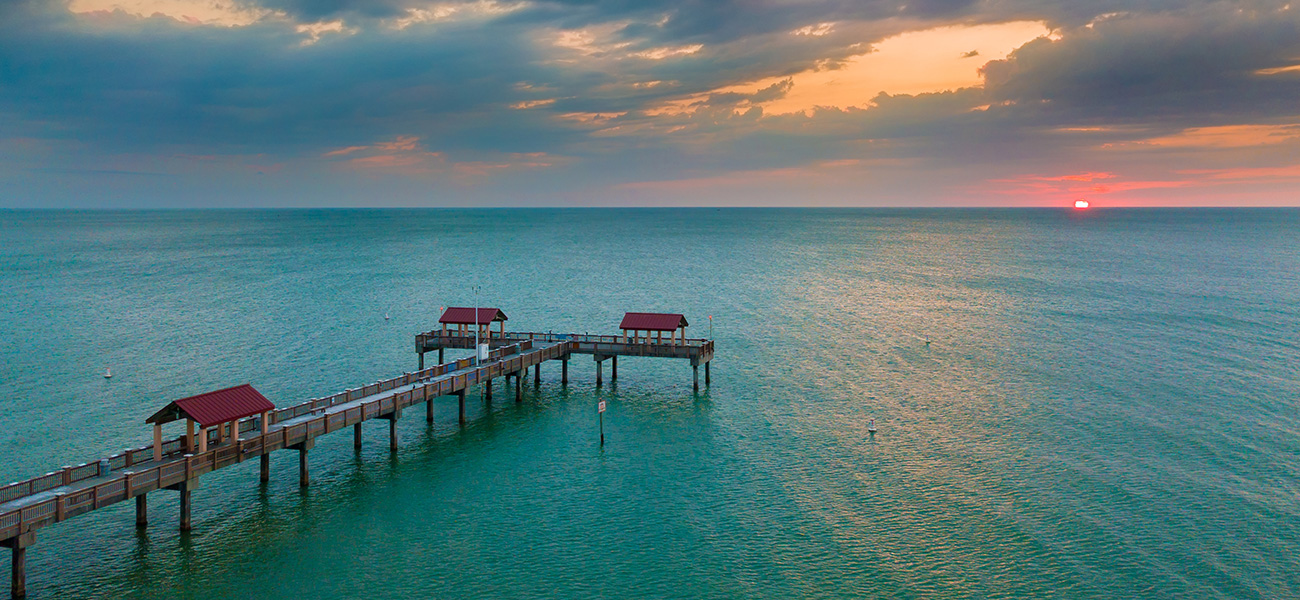 The Clearwater Beach Pier 60 at sunset.