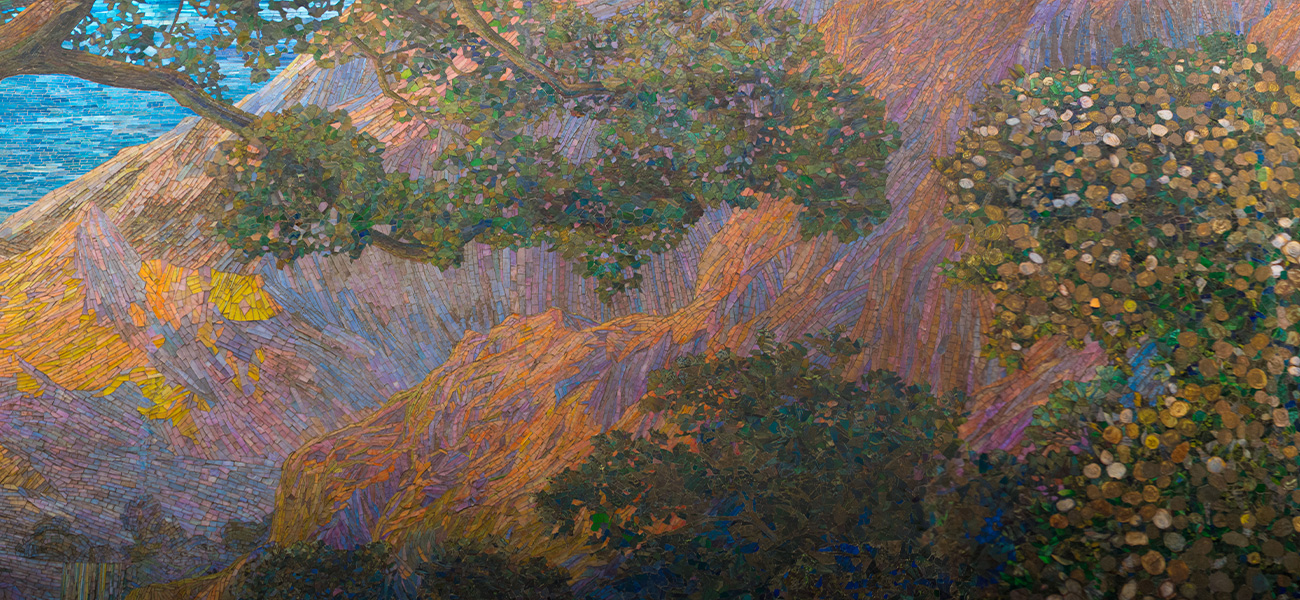 The Tiffany Glass Dream Garden mosaic.