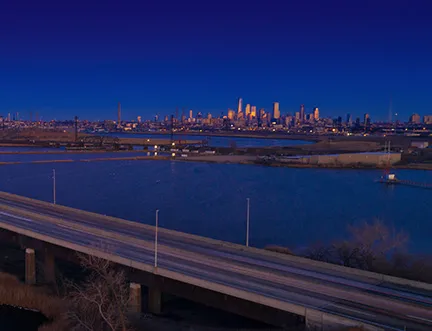 bridge and Meadowlands, NJ skyline